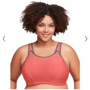 Glamorise UNDERWIRE SPORT Bra (Adjust Support Low-High-Impact) 34C Coral NEW